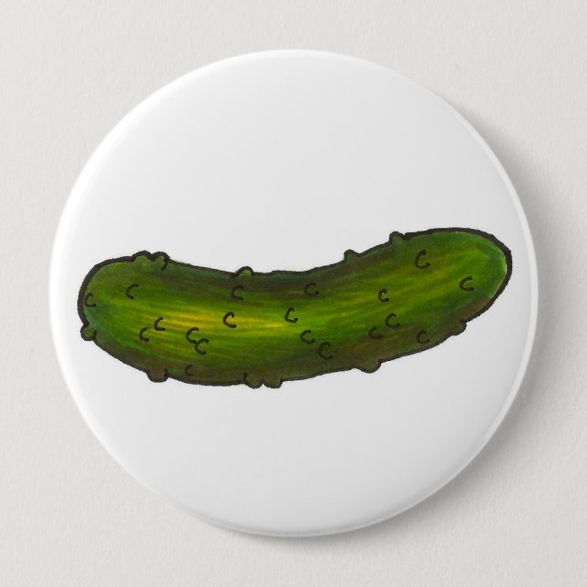Crunchy Green Kosher Dill Deli Style Pickle Foodie Pinback Button (Front)
