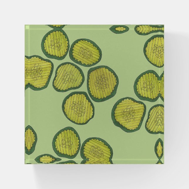 Crunchy Green Kosher Dill Pickle Chips Foodie Paperweight (Front)