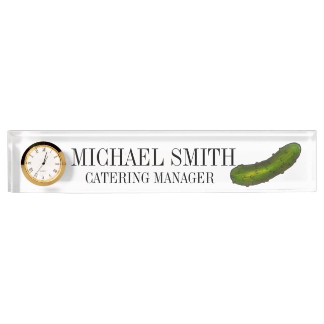 Crunchy Green Kosher Dill Pickle Foodie Desk Name Plate (Front)