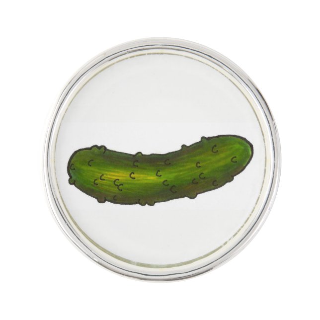 Crunchy Green Kosher Dill Pickle Foodie Food Gift Lapel Pin (Front)