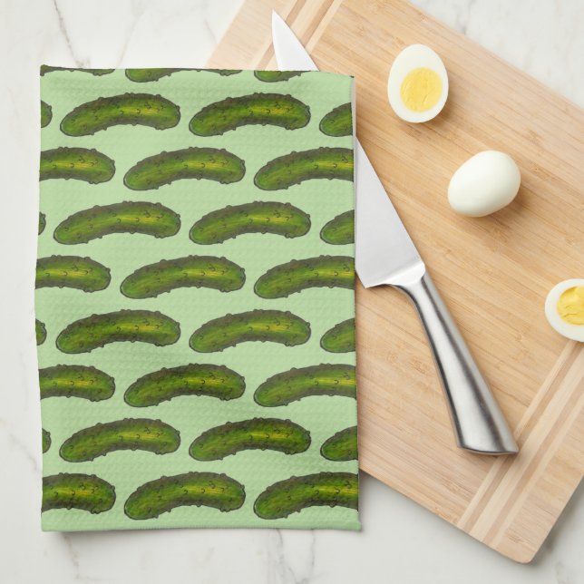 Crunchy Green Kosher Dill Pickle Foodie Kitchen Towel (Quarter Fold)
