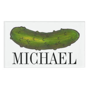 Crunchy Green Kosher Dill Pickle Foodie Name Tag