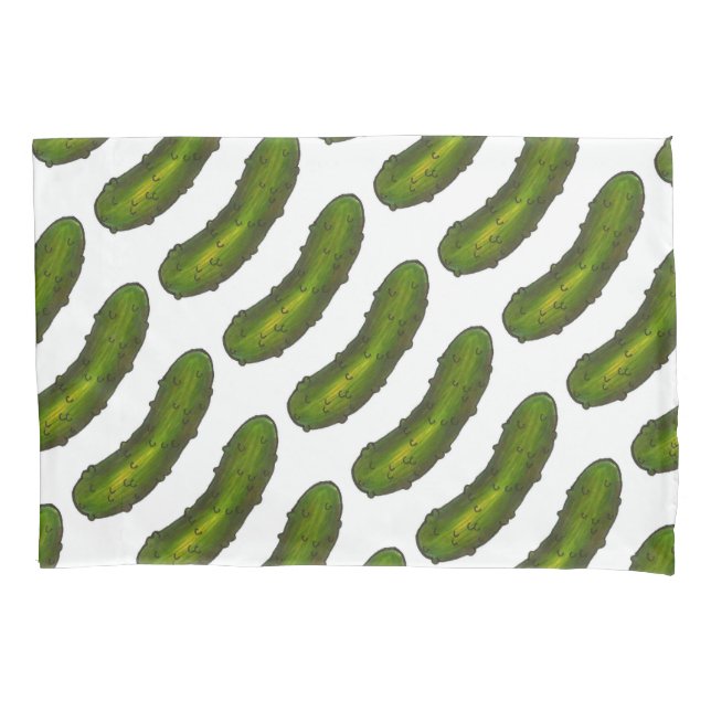 Crunchy Green Kosher Dill Pickle Foodie Print Pillow Case (Front)