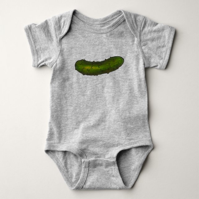 Crunchy Green Kosher Dill Pickle Pickles Foodie Baby Bodysuit (Front)