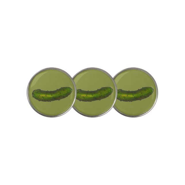 Crunchy Green Kosher Dill Pickle Print Foodie Golf Ball Marker (3 Up)