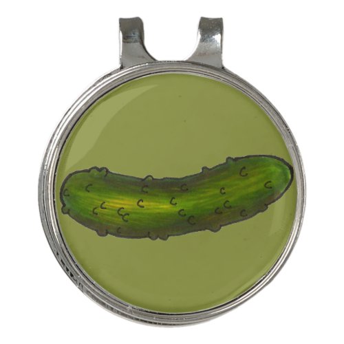 Crunchy Green Kosher Dill Pickle Print Foodie Golf Hat Clip