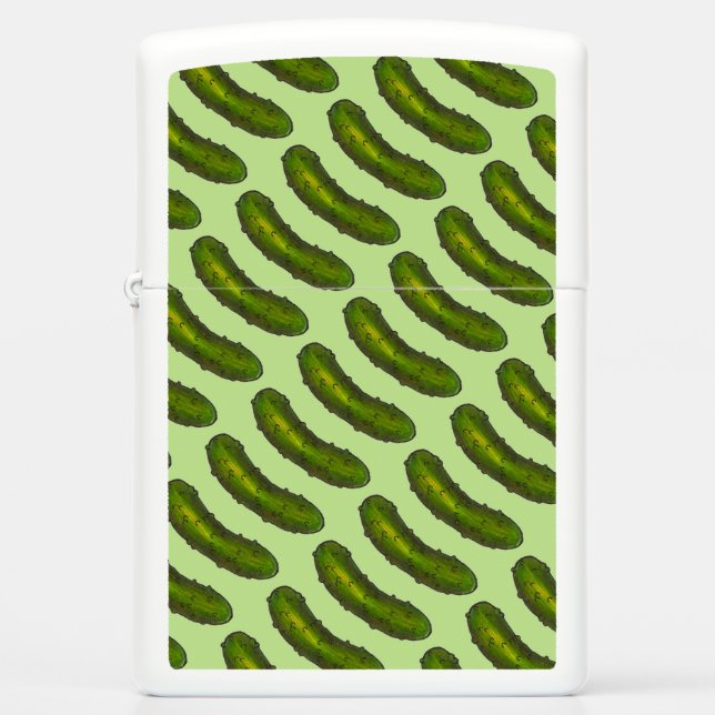 Crunchy Green Kosher Dill Sour Pickle Foodie Print Zippo Lighter (Front)