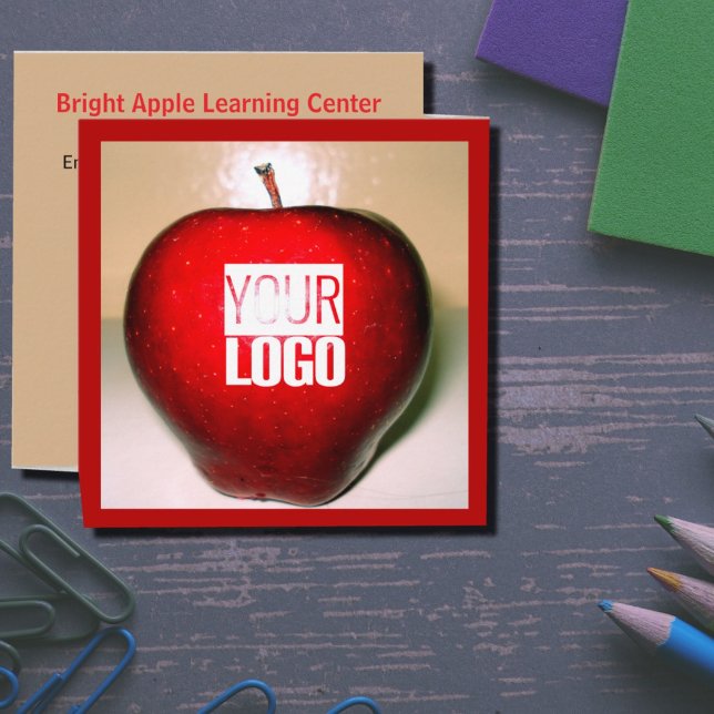 Crunchy  red  apple -add logo  square business card (Creator Uploaded)