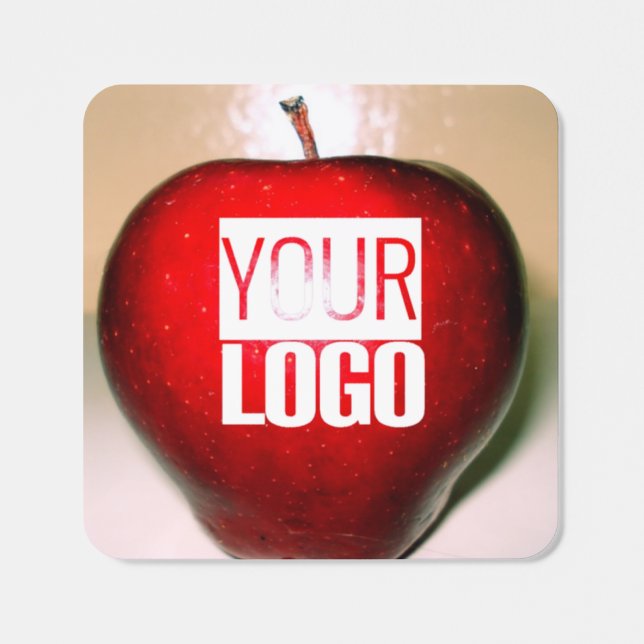 Crunchy  red  apple -add logo  square sticker (Single)
