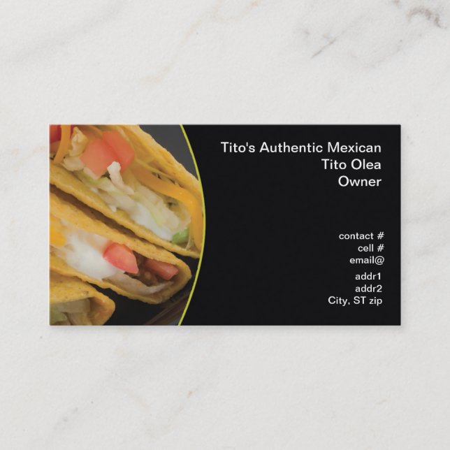 Crunchy taco closeup business card (Front)