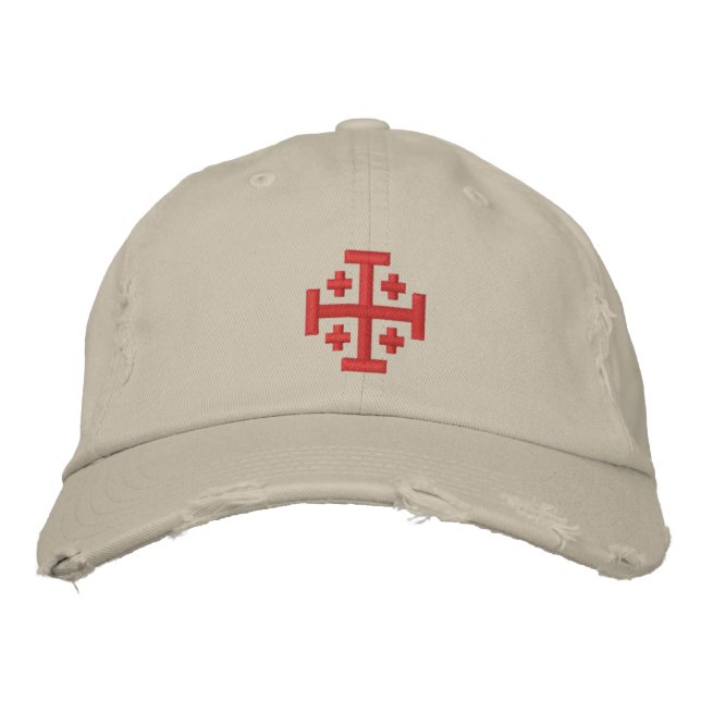 Crusader Cross - Custom Distressed Baseball Cap (Front)
