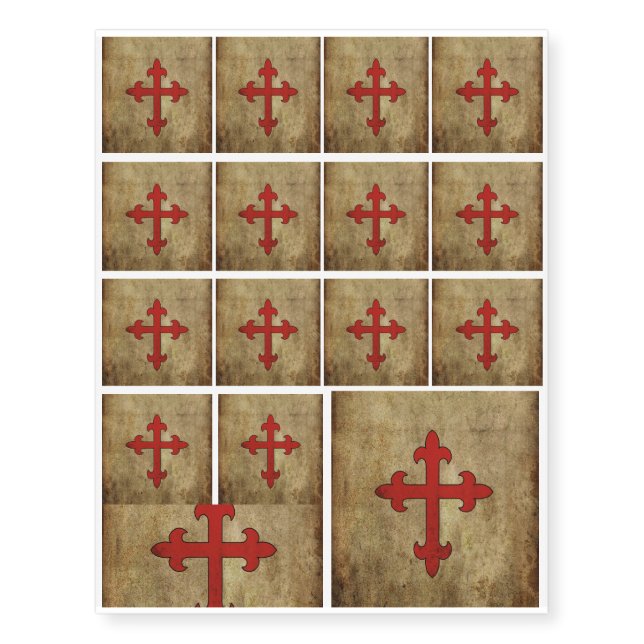Crusader Cross Temporary Tattoos (Front)