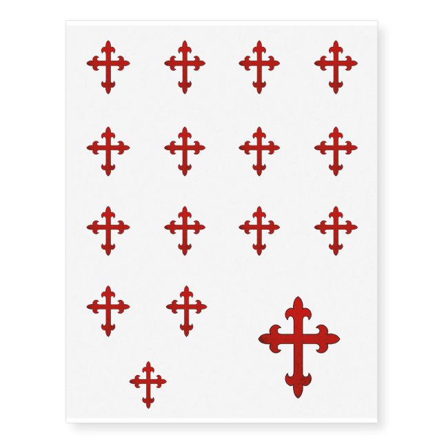 Crusader Cross Temporary Tattoos (Front)