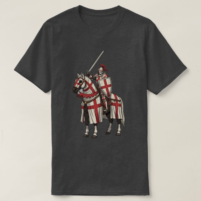Crusader Knight on Warhorse T-Shirt (Design Front)