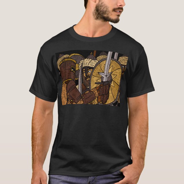 Crusader Knights In Battle. Medieval. T-Shirt (Front)