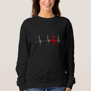 Crusader Knights Templar Cross Heartbeat Ekg Pulse Sweatshirt