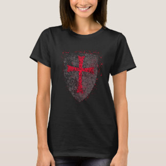 Crusader Knights Templar Crusader Distressed Cross T-Shirt