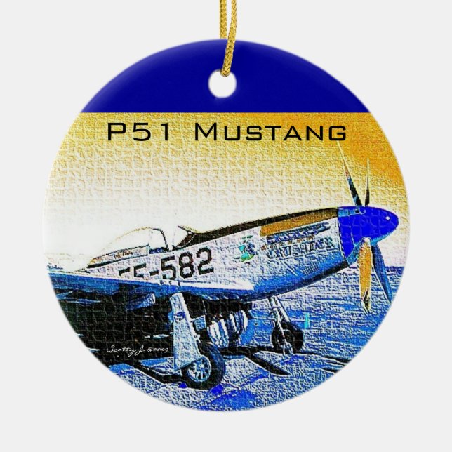"Crusader" P51 Mustang © 2009 S.J. Ceramic Ornament (Front)