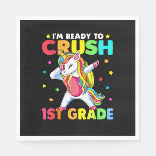 Crush 1st Grade Dabbing Unicorn Back to School Gir Napkins