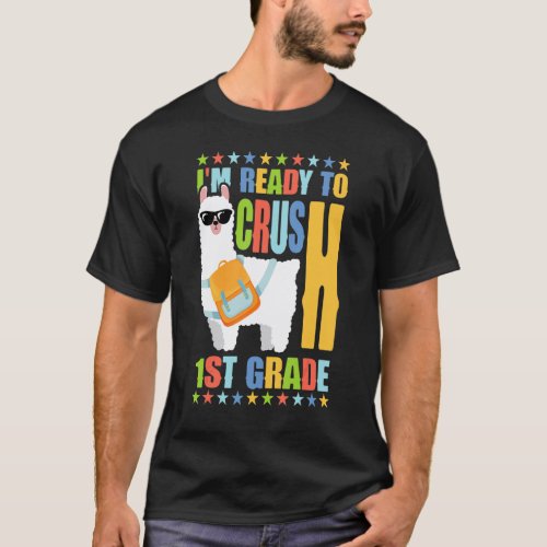Crush 1st Grade Llama Backpack Back To School Girl T-Shirt