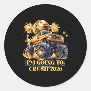 Crush 2026 Monster Truck New Year Party Countdown  Classic Round Sticker
