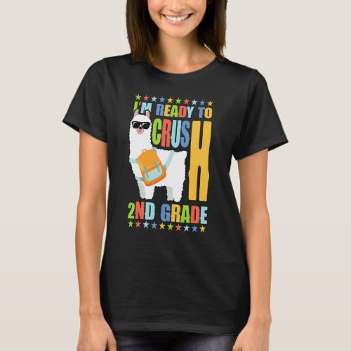 Crush 2nd Grade Llama Backpack Back To School Girl T-Shirt