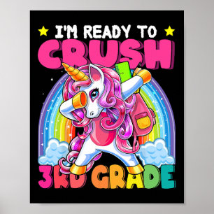 Crush 3rd Grade Dabbing Unicorn Back To School Gir Poster