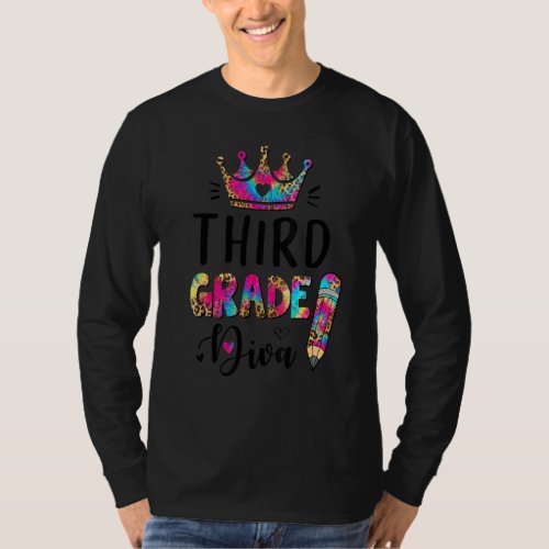 Crush 3rd Grade Diva Leopard Tie Dye Back To Schoo T_Shirt