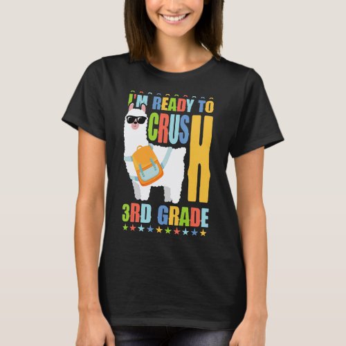 Crush 3rd Grade Llama Backpack Back To School Girl T-Shirt