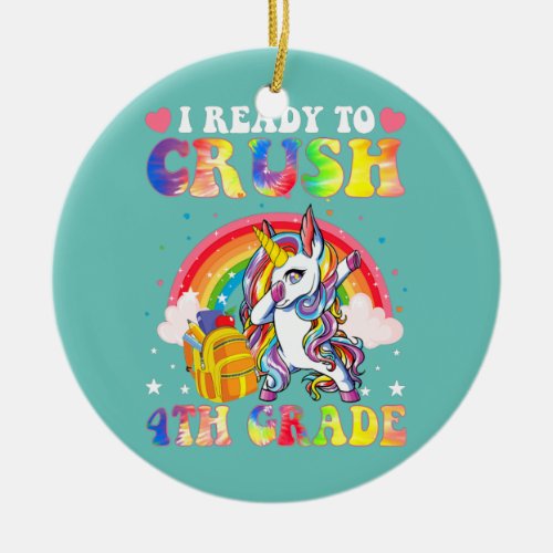 Crush 4th Grade Dabbing Unicorn Back to School Ceramic Ornament