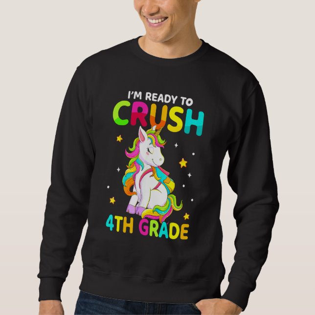 Crush 4th Grade Dabbing Unicorn Back To School Gir Sweatshirt (Front)