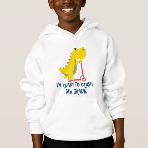 Crush 4th Grade Fun dinosaur scooter truck School Hoodie