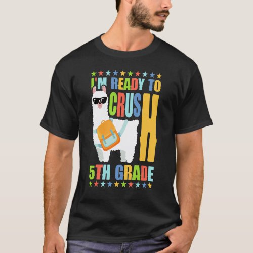 Crush 5th Grade Llama Backpack Back To School Girl T-Shirt