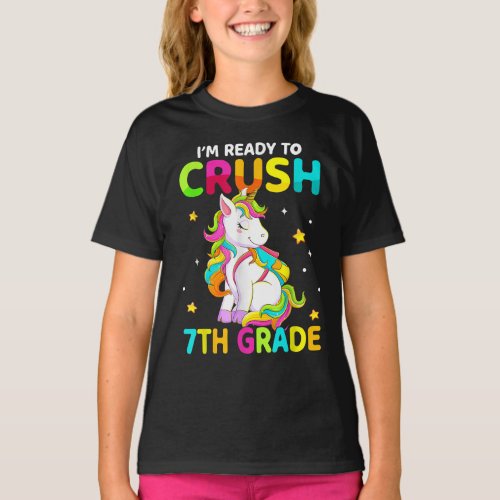 Crush 7th Grade Dabbing Unicorn Back To School T_Shirt