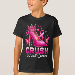 Crush Breast Cancer Awareness Bling nk Ribbon High T-Shirt