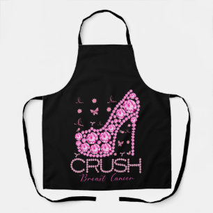 Crush Breast Cancer Awareness Bling Pink Ribbon Apron