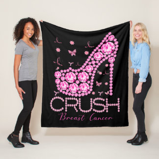 Crush Breast Cancer Awareness Bling Pink Ribbon Fleece Blanket