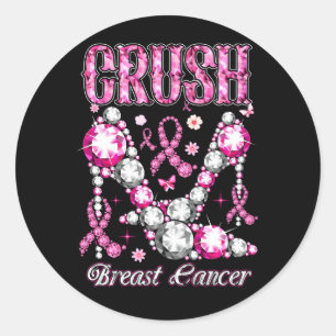 Crush Breast Cancer Awareness Bling Pink Ribbon Hi Classic Round Sticker