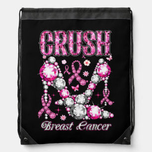 Crush Breast Cancer Awareness Bling Pink Ribbon Hi Drawstring Bag