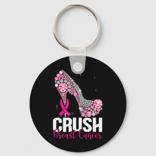 Crush Breast Cancer Awareness Bling Pink Ribbon Keychain