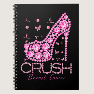 Crush Breast Cancer Awareness Bling Pink Ribbon Notebook