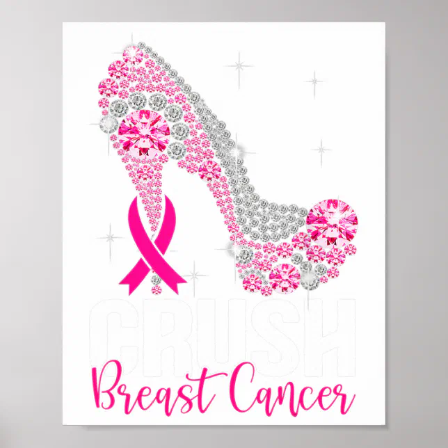 Crush Breast Cancer Awareness Bling Pink Ribbon Poster | Zazzle