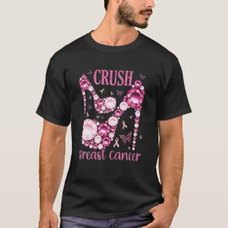 Crush Breast Cancer Awareness Bling Pink Ribbon T-Shirt