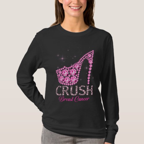 Crush Breast Cancer Awareness Bling Pink Ribbon T_Shirt