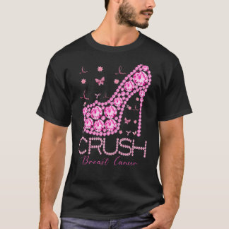 Crush Breast Cancer Awareness Bling Pink Ribbon T-Shirt