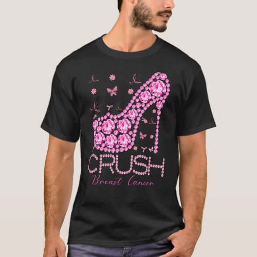 Crush Breast Cancer Awareness Bling Pink Ribbon T_Shirt