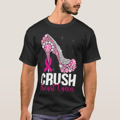 Crush Breast Cancer Awareness Bling Pink Ribbon T_Shirt