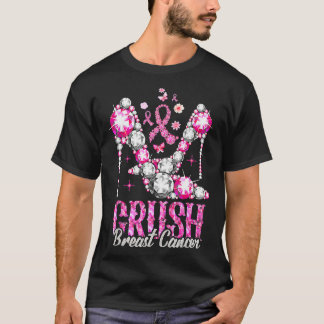 Crush Breast Cancer Awareness Bling Pink Ribbon T- T-Shirt