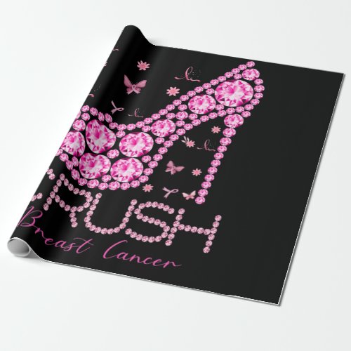 Crush Breast Cancer Awareness Bling Pink Ribbon Wrapping Paper