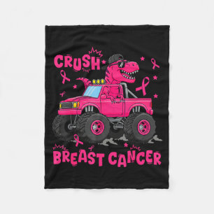 Crush Breast Cancer Awareness Monster Truck Dinosa Fleece Blanket